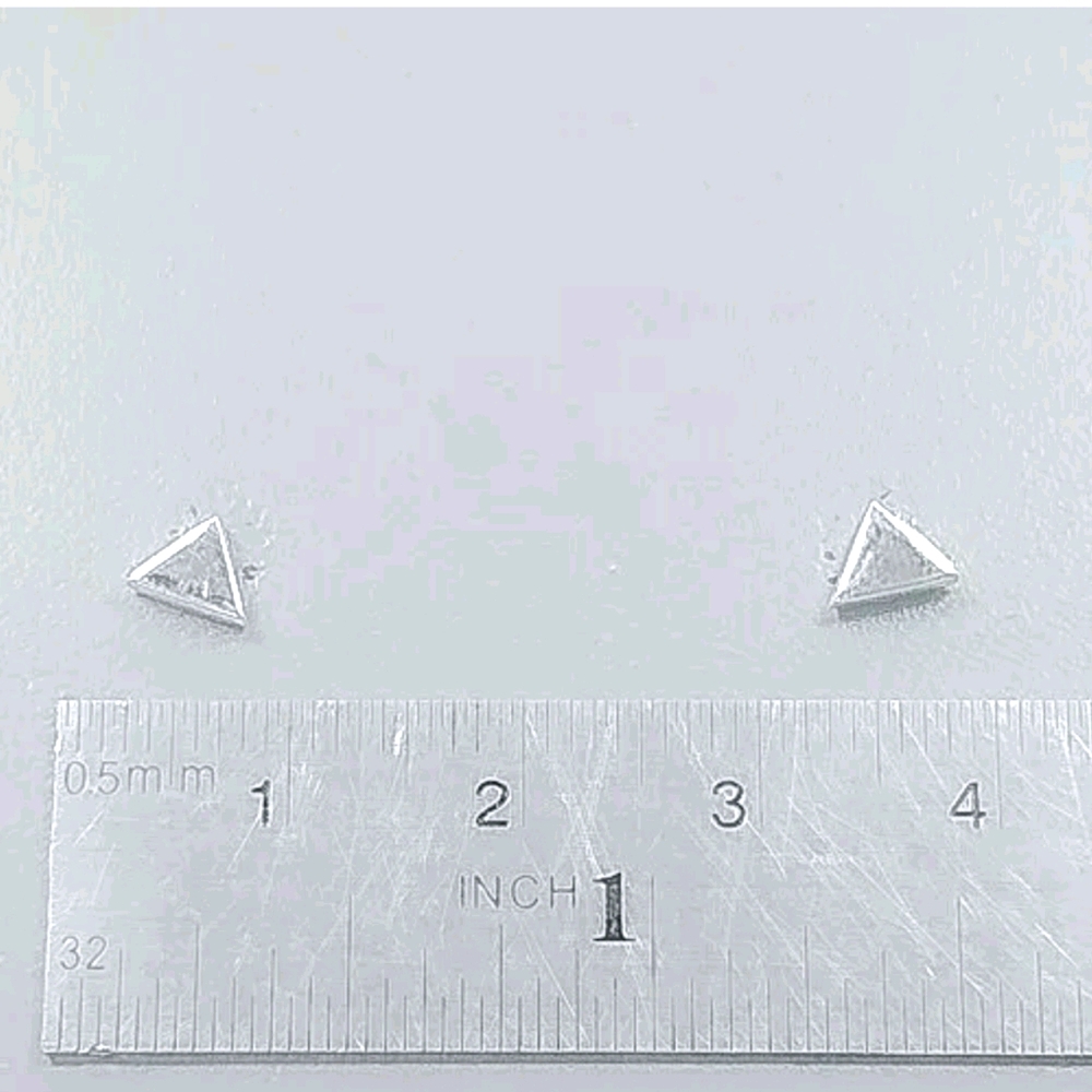 .925 Sterling Silver Solid Triangle Stud Earrings - image 1